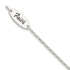 Sterling Silver Polished Enamel FAITH and Cross Bracelet QG3624-7.5