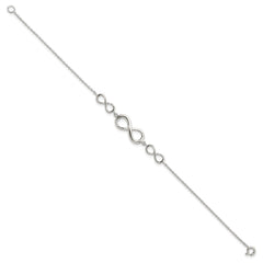 Sterling Silver Rhodium-plated Polished Infinity Symbol Bracelet QG3627-7.25