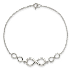 Sterling Silver Rhodium-plated Polished Infinity Symbol Bracelet QG3627-7.25