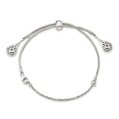 Sterling Silver Antiqued Filigree Drops Adjustable Bracelet QG3638
