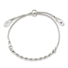Sterling Silver Antiqued Crystal Tassel Adjustable Bracelet QG3639