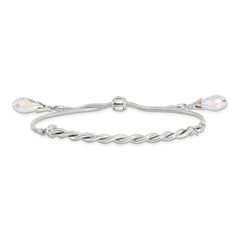 Sterling Silver Antiqued Crystal Tassel Adjustable Bracelet QG3639