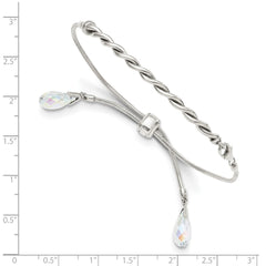 Sterling Silver Antiqued Crystal Tassel Adjustable Bracelet QG3639