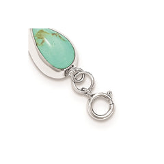 Sterling Silver Rhodium-plated Teardrop Synthetic Turquoise Bracelet QG3641-7.75