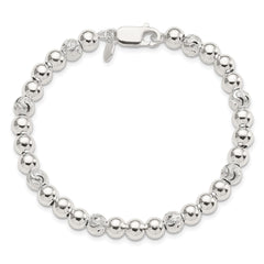 Sterling Silver Polished Diamond-cut Beaded Bracelet QG3789-7.5