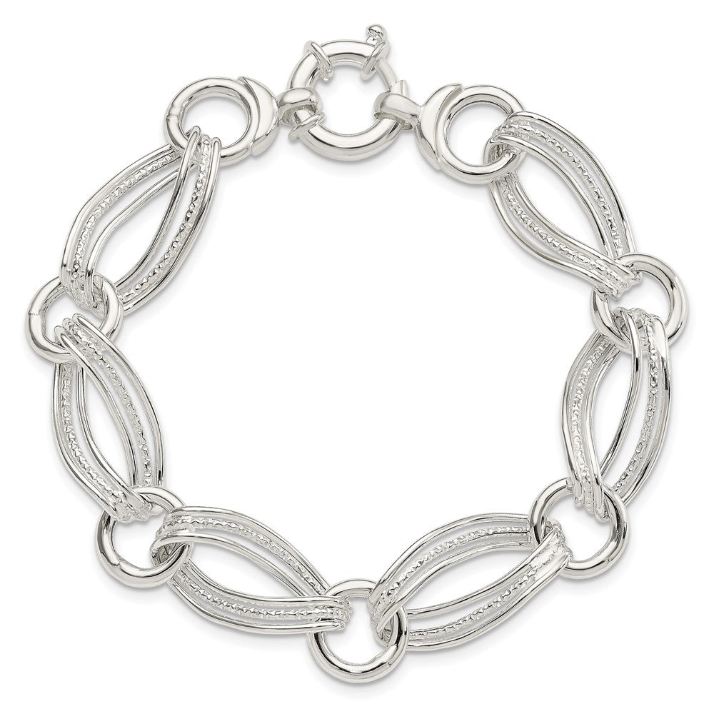 Sterling Silver Polished And Textured Link Bracelet QG3874-8