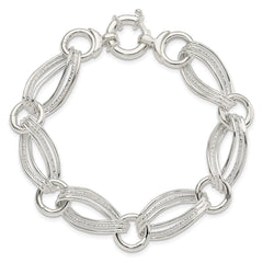 Sterling Silver Polished And Textured Link Bracelet QG3874-8