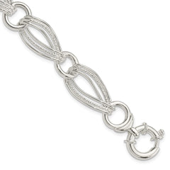 Sterling Silver Polished And Textured Link Bracelet QG3874-8