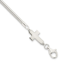 Sterling Silver Sideways Cross Bracelet QG3916-7.5