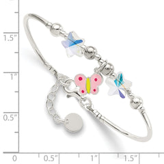 Sterling Silver Enamel Crystal Butterfly Stars w/ 1in ext. Children's Brace QG4077-6