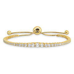 Sterling Shimmer Sterling Silver Gold-tone Flash Gold-plated 67 Stone Graduated CZ Adjustable 5 inch up to 9 inch Bracelet QG4165