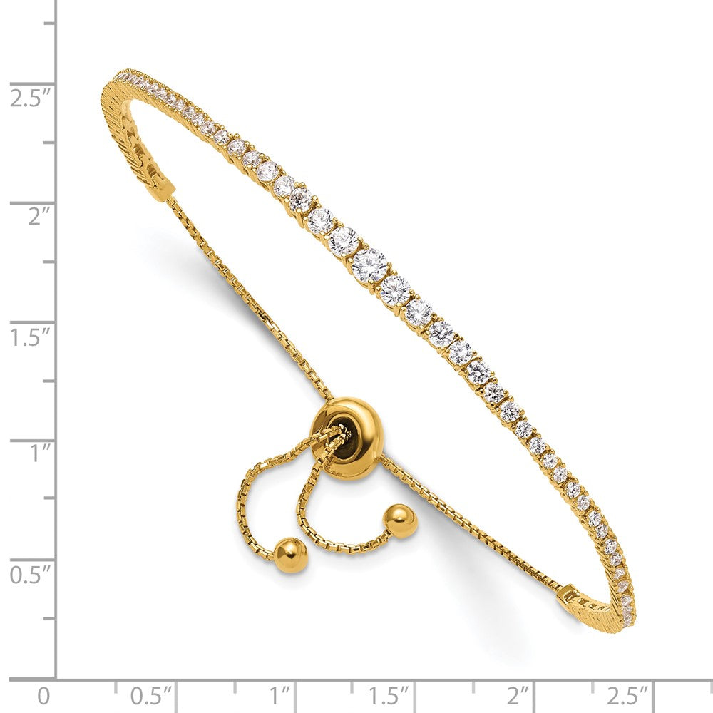 Sterling Shimmer Sterling Silver Gold-tone Flash Gold-plated 67 Stone Graduated CZ Adjustable 5 inch up to 9 inch Bracelet QG4165