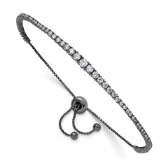 Sterling Shimmer Sterling Silver Black Rhodium-plated 67 Stone Graduated CZ Adjustable 5 inch up to 9 inch Bracelet QG4167