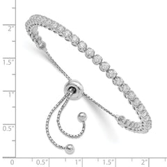 Sterling Shimmer Sterling Silver Rhodium-plated 39 Stone CZ Adjustable Bracelet QG4182