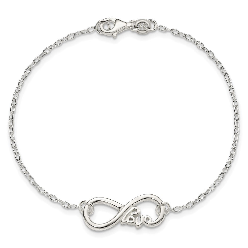 Sterling Silver Polished infinity Sign w/LOVE 7.5 inch Bracelet QG4231-7.5