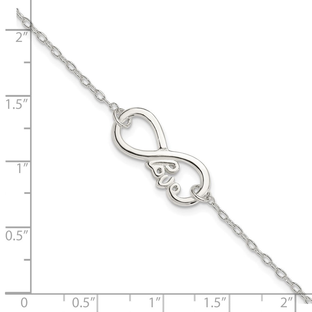 Sterling Silver Polished infinity Sign w/LOVE 7.5 inch Bracelet QG4231-7.5