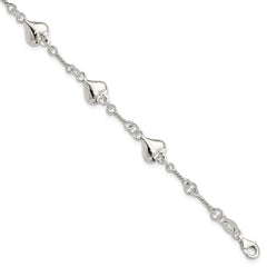 Sterling Silver Polished Heart 7.5in Bracelet QG4246-7.5
