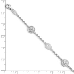 Sterling Silver Rhodium Plated Cross and Angel Bracelet QG4247-7.5