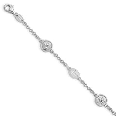 Sterling Silver Rhodium Plated Cross and Angel Bracelet QG4247-7.5