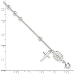Sterling Silver Beaded Polished Rosary 7.5 inch Bracelet QG4255-7.5