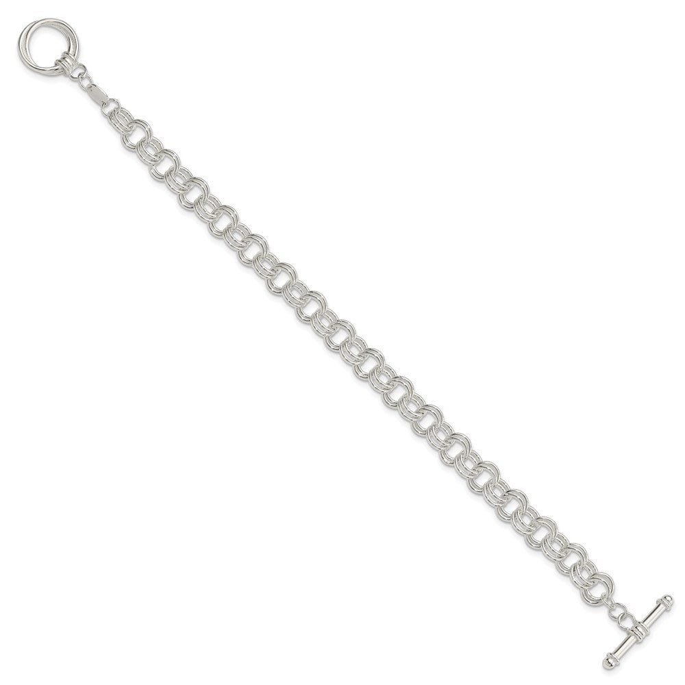 Sterling Silver Polished Fancy Link 7.5 inch Toggle Charm Bracelet QG4259-7.5