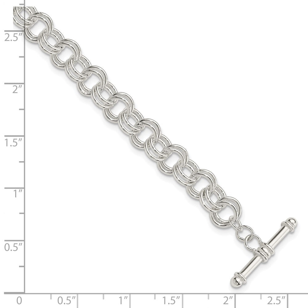 Sterling Silver Polished Fancy Link 7.5 inch Toggle Charm Bracelet QG4259-7.5