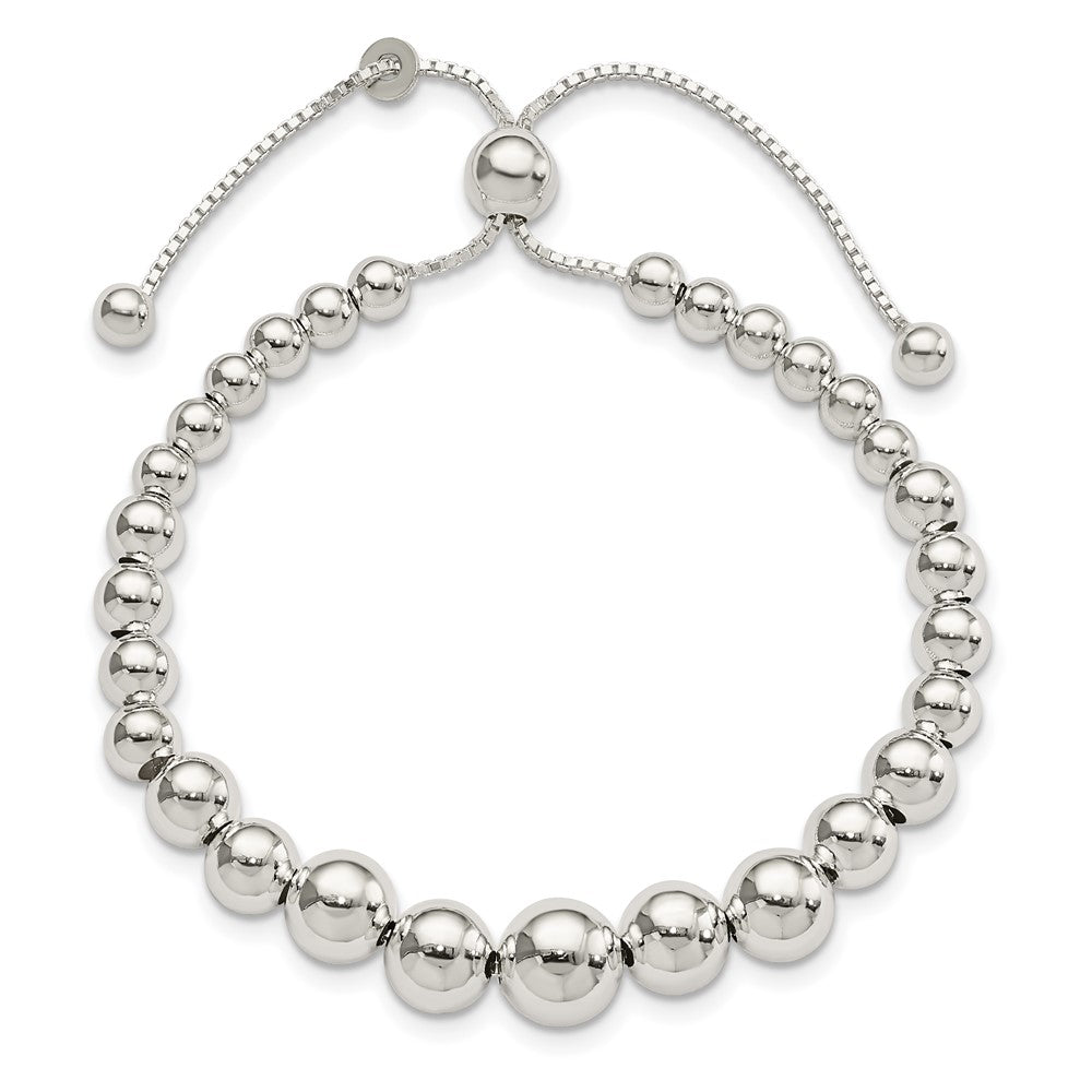 Sterling Silver Graduated Beads Adjustable Bracelet QG4548-8.5