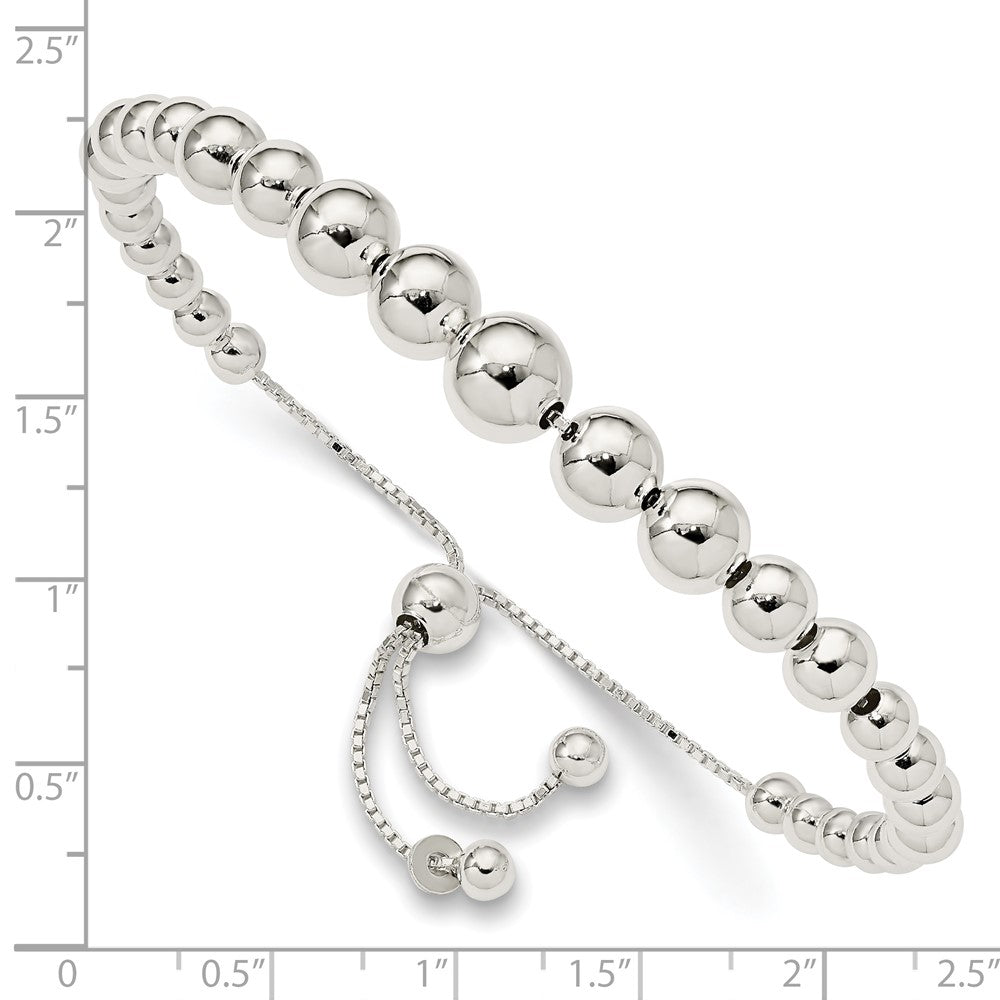 Sterling Silver Graduated Beads Adjustable Bracelet QG4548-8.5