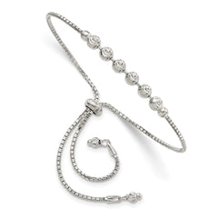 Sterling Silver Rhodium-plated Diamond-cut Beaded Adjustable Bracelet QG4550