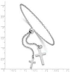 Sterling Silver Rhodium-plated Cross Adjustable 5in to 8.75in Bracelet QG4564
