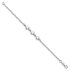 Sterling Silver Rhodium Plated Polished Triple Heart Charm Bracelet QG4596-7