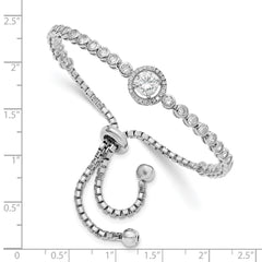 Sterling Silver Rhodium-plated CZ Adjustable Bracelet QG4624