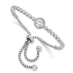 Sterling Silver Rhodium-plated CZ Adjustable Bracelet QG4624