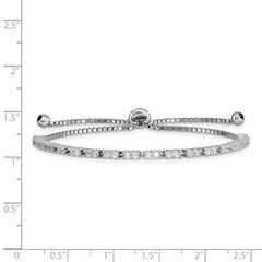 Sterling Silver Rhod-plated April CZ Adjustable Bracelet QG4757APR
