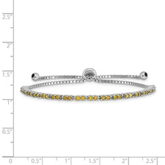 Sterling Silver Rhod-plated August Lime CZ Adjustable Bracelet QG4757AUG