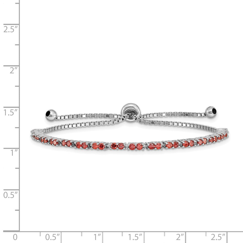 Sterling Silver Rhod-plated January Red CZ Adjustable Bracelet QG4757JAN