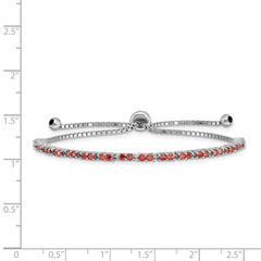 Sterling Silver Rhod-plated January Red CZ Adjustable Bracelet QG4757JAN