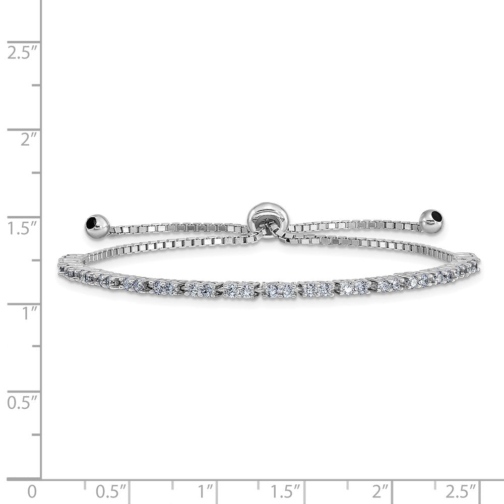 Sterling Silver Rhod-plated June Lavender CZ Adjustable Bracelet QG4757JUN