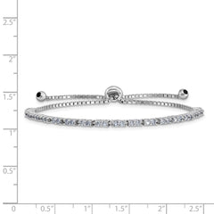 Sterling Silver Rhod-plated June Lavender CZ Adjustable Bracelet QG4757JUN
