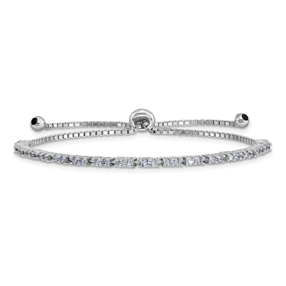 Sterling Silver Rhod-plated June Lavender CZ Adjustable Bracelet QG4757JUN