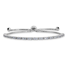 Sterling Silver Rhod-plated June Lavender CZ Adjustable Bracelet QG4757JUN
