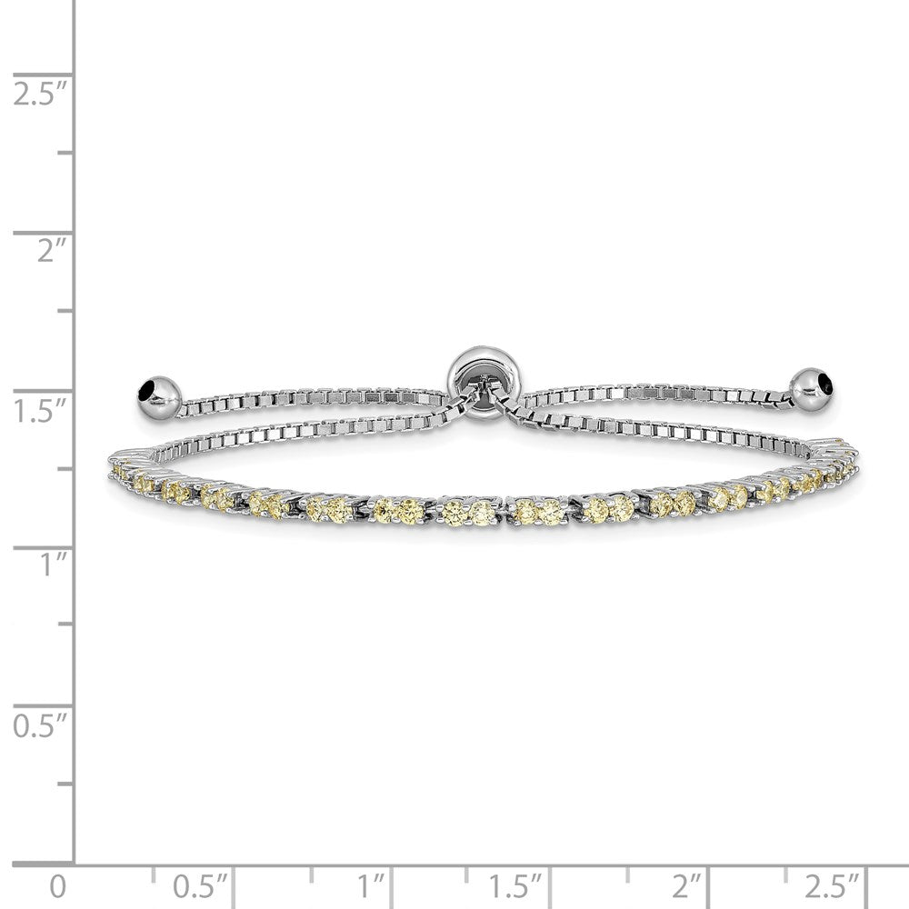 Sterling Silver Rhod-plated November Yellow CZ Adjustable Bracelet QG4757NOV