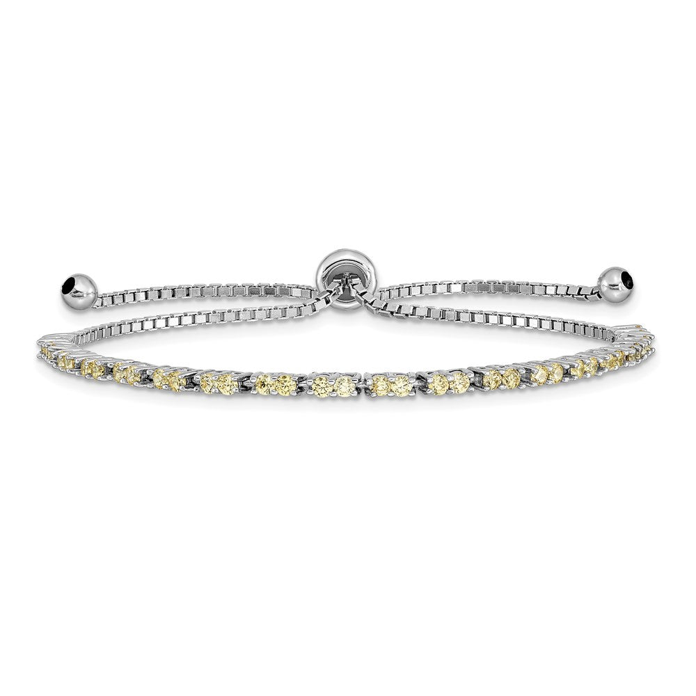 Sterling Silver Rhod-plated November Yellow CZ Adjustable Bracelet QG4757NOV
