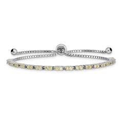 Sterling Silver Rhod-plated November Yellow CZ Adjustable Bracelet QG4757NOV