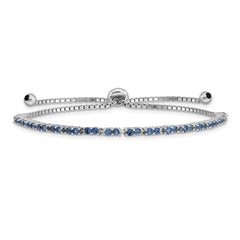 Sterling Silver Rhod-plated September Blue CZ Adjustable Bracelet QG4757SEP