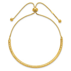 Sterling Silver Gold-tone Diamond-cut Bar Adjustable Bracelet QG4758GP