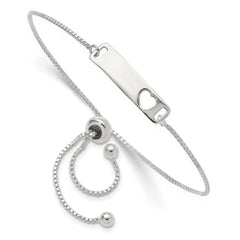 Sterling Silver Polished Bar w/ Heart Adjustable Bracelet QG4765
