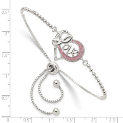 Sterling Silver Glitter Infused Infinity LOVE Adjustable Bracelet QG4768