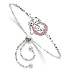 Sterling Silver Glitter Infused Infinity LOVE Adjustable Bracelet QG4768
