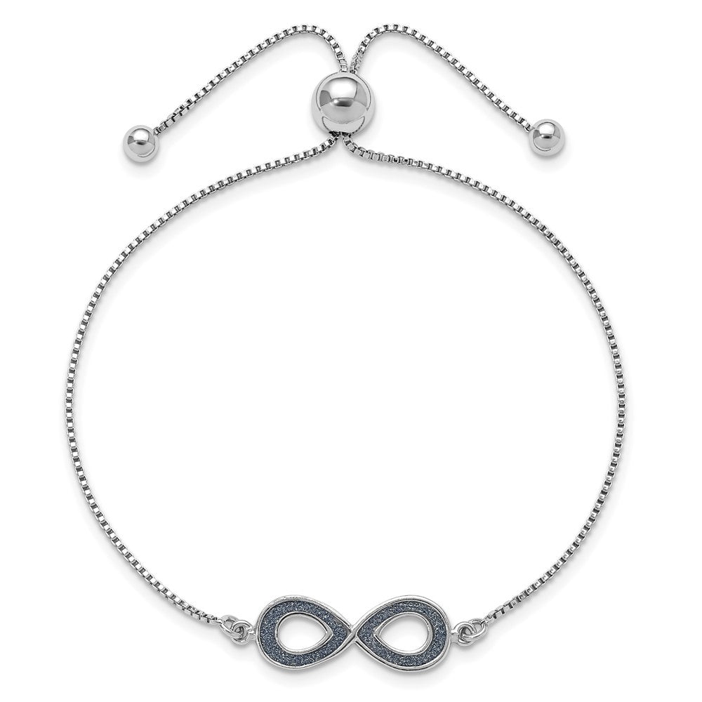 Sterling Silver Rhod-pltd Glitter Infused Infinity Adjustable Bracelet QG4769